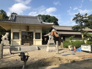 日長神社の下水道切替工事